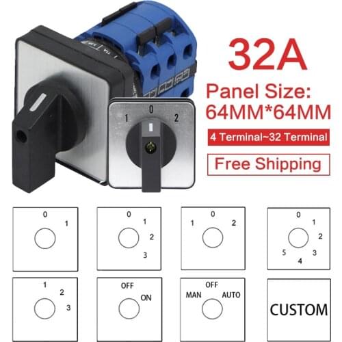 LW28-32 32A High Quality Cam Switches Rotary Switch Changeover Control Switch Panel Mounted For Electrician Using Tools