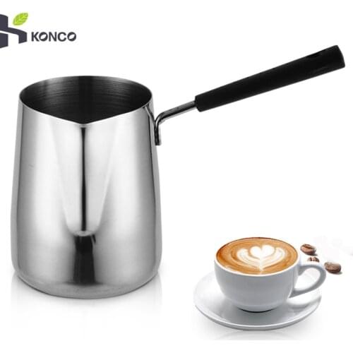Stainless Steel Milk Frothing Pitcher Chocolate Melting Pot with Long Handle fit for Making Coffee Frothing Milk Coffee Machine