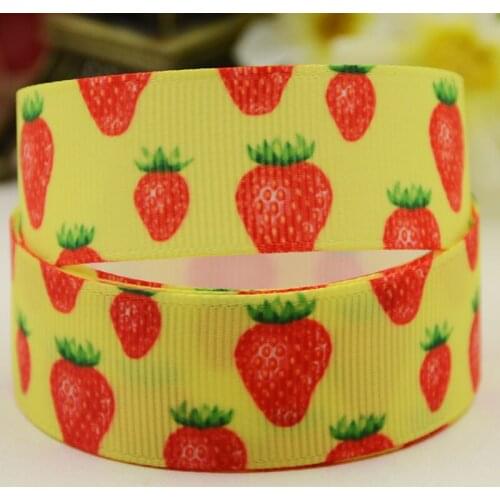 22mm 25mm 38mm 75mm Strawberry Cartoon pattern printed Grosgrain Ribbon party decoration 10 Yards X-04184