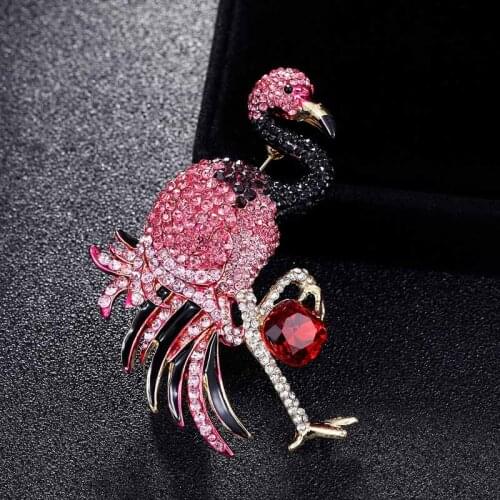 Fashion Blue Rhinestone Cranes Birds Brooches Jewelry For Bridal Accessory Brand Enamel Colorful Hijab Pins Bags Accessories