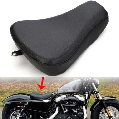 Motorcycle Front Driver Seat Synthetic Leather Pillow Solo Cushion Black For Harley Sportster Forty Eight XL1200 883 72 48