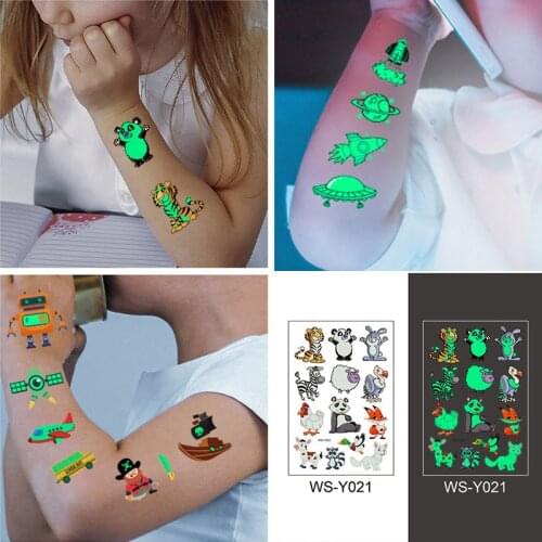 Cartoon Tattoo Face Arm Sticker Children Temporary Sticker Luminous Waterproof Water Transfer Cute Panda Glow In Dark