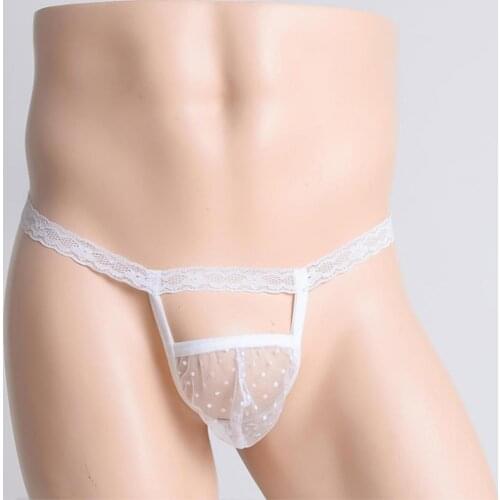 Men Lace T-back Briefs Sissy Panties Underwear Male Lingerie Underpants
