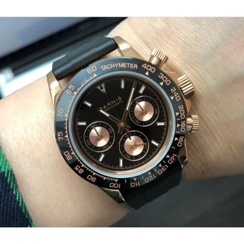 Sapphire Crystal 39mm PARNIS Japanese quartz movement mens watch Multi-function quartz watches 5Bar pa40