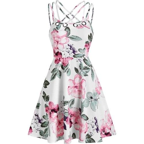 2021 Spring and Summer New Womens Mid Length Mini Dress European and American Womens Digital Printing Womens Dress