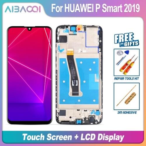 New Original Touch Screen LCD Display+Frame+Power Cable Assembly Replacement For HUAWEI P Smart 2019 STK-LX1