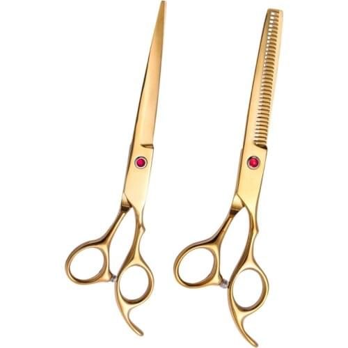 7 Inch Japan Stainless Steel High Quality Hot Golden Dog Hair Grooming Scissors