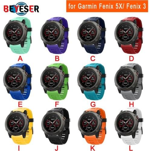 Outdoor Sport Silicone wrist Strap Watchband 26mm Width Replacement Bracelet watch for Garmin Fenix 3 3 HR 6X Pro 5X Plus Band