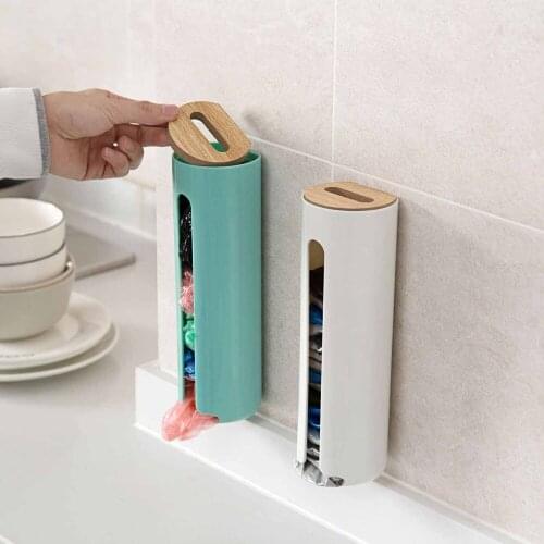 OTHERHOUSE Hanging Garbage Bag Storage Box Case Plastic Bags Holder Wall Mounted Kitchen Rubbish Bag Organizer Container