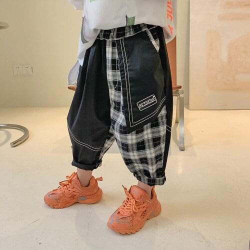 Boys casual pants 2021 summer new medium and large children Korean version of stitching pants fashion anti-mosquito pants boy pa