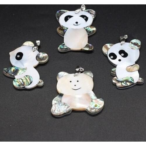 Cute Panda Natural Sea Shell Pendant Necklace for Charms Jewelry Accessories Making Reiki Healing Gift Supplies