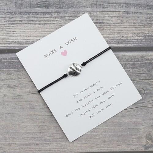 Baseball charm Lucky Wish Card Rope sport Women Bracelet for Women Men Friendship Bracelets & Bangles Jewelry