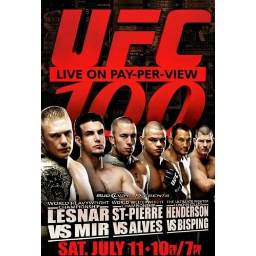 100 Event - Lesnar vs Mir - GSP vs Alves Art Film Print Silk Poster Home Wall Decor 24x36inch