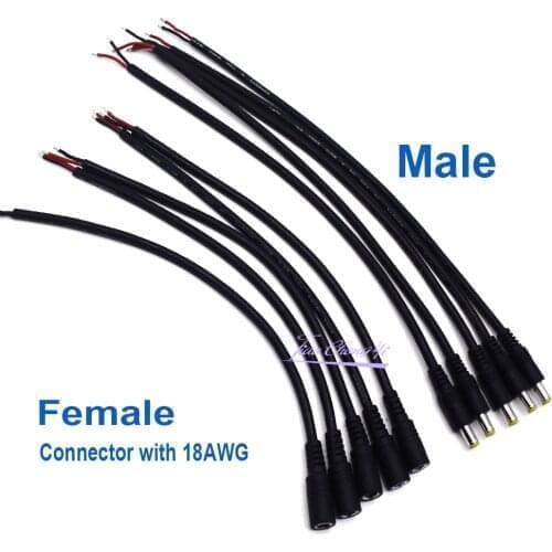18AWG 16AWG 0.75mm 5.5X2.1mm Female / Male DC Power Plug Connector Cable For 5050 3528 5630 LED Strip 20PCS