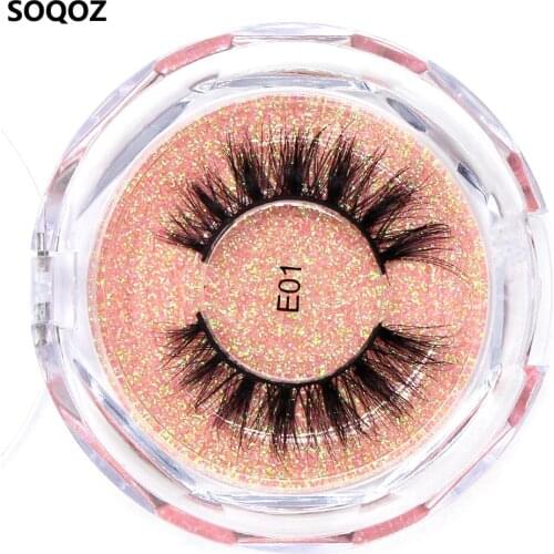 SOQOZ Mink Eyelashes 100% Cruelty Free Handmade 3D Mink Lashes Full Strip Lashes Soft False Eyelashes with Transparent Round Box
