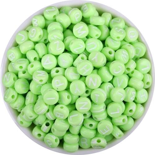 Light Green Alphabet Beads Acrylic Bead Letters DIY Letter Beads For Bracelet Pacifier Clip Accessories For Jewelry Mixed