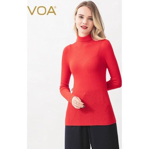 VOA pure cashmere seamless 16 needle 60 thread worsted high collar long sleeve high elastic slim cashmere sweater RLB380
