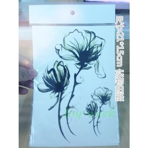 Waterproof Temporary Tattoo Sticker Chinese ink painting lotus womens thigh tatto stickers flash tatoo fake tattoos for girl