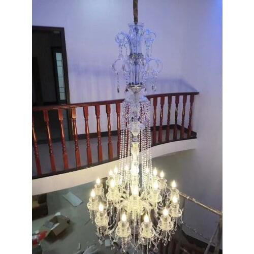 XL Modern crystal chandelier LED lamps large pendant chandeliers H2.1M luxury villa Hotel candle holder lamps long hanging Light