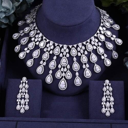 Jankelly African 2 pcs Bridal Zirconia Jewelry Sets For Women Party, Luxury Dubai Nigeria CZ Crystal Wedding Jewelry Sets
