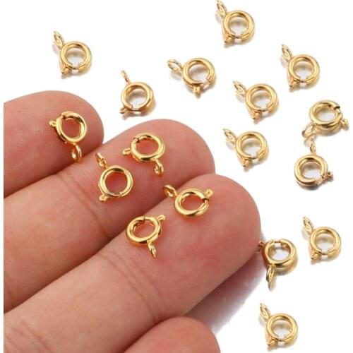 10pcs/lot Stainless Steel Gold Round Claw Spring Clasps Hooks for Bracelet Necklace Connectors DIY Jewelry Making Supplies