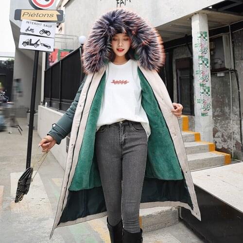 2020 Cashmere Thick Warm Waterproof Jacket Women Plus Size Slim Long Coat Female Winter Big Fur Hooded Parka Mujer Overcoat