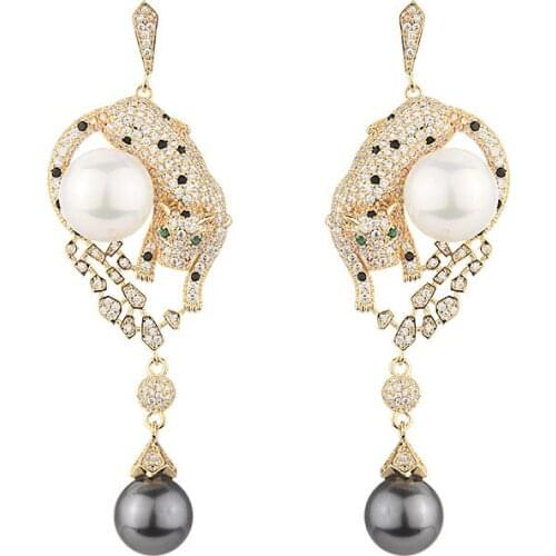 High Quality S925 Ear Needle Cubic Zirconia Imitation Pearl Animal Drop Earrings Jewelry Fashion Unusual Earrings For Women 2021