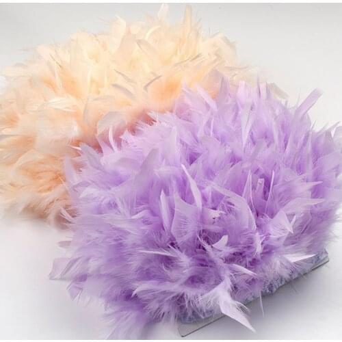 1Yard Natural Turkey Feathers Ribbon Red wine Craft Feather Trim Fringe for Bag Wedding Dress Clothing Sewing Decoration Plume