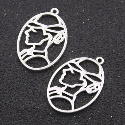 10Pcs 23*33mm Beauty Charm Oval Metal Alloy Hollow Pendant DIY Jewelry Making Accessories Found
