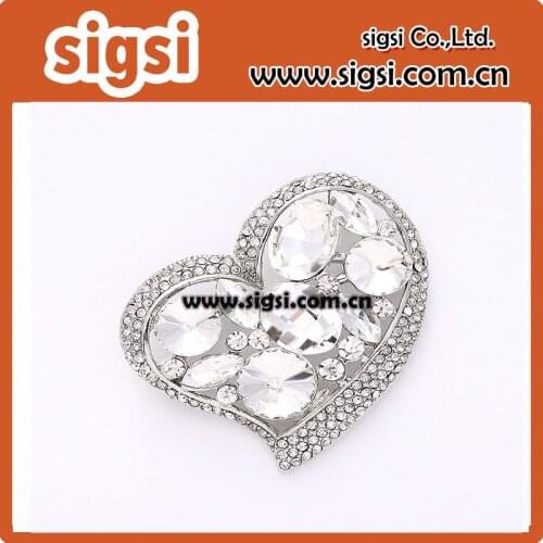 100pcs 50mm Rhinestone Heart Brooch Wedding Bridal Sash Crystal DIY Jewelry Heart Broaches