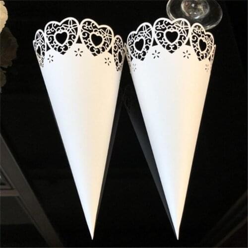 100pcs Love Heart Laser Cut Confetti Cones Laying Wedding Party Favors Decoration