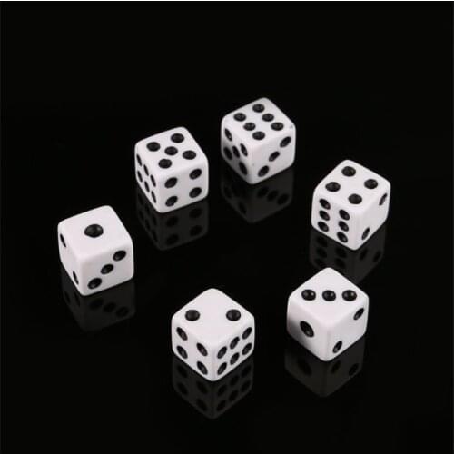 100Pcs Mini Small D6 White Dice 8mm 10mm 12mm With Square Angle Color Black Point Dices For Board Games Accessory