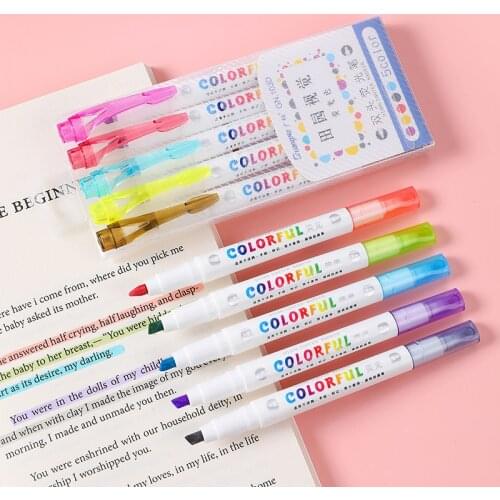 20 Colors Mildliner Highlighter Pens Double Head Colored Fluorescent Pen For Drawing Text Key Markers School Office Art Supplies