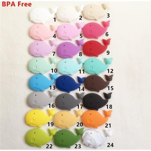 20PCS BPA Free Silicone Whale Pendant Teether Baby Animal Pacifier Dummy Teething Chewable Pendant Nursing Necklace Jewelry
