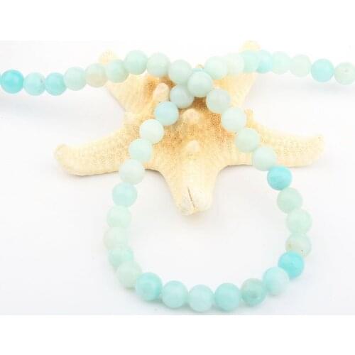 2020 Natural Stone Loose Beads Round Shape Amazonite for Jewelry Making DIY Necklace Bracelet Accessorie 4 6 8 10 12mm
