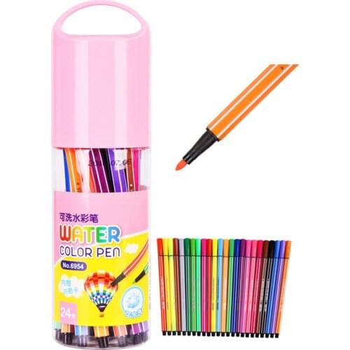 24 Colors Watercolor Pen Set Washable Non-toxic Large Capacity Children School Painting Graffiti Drawing Pen Art Supplies