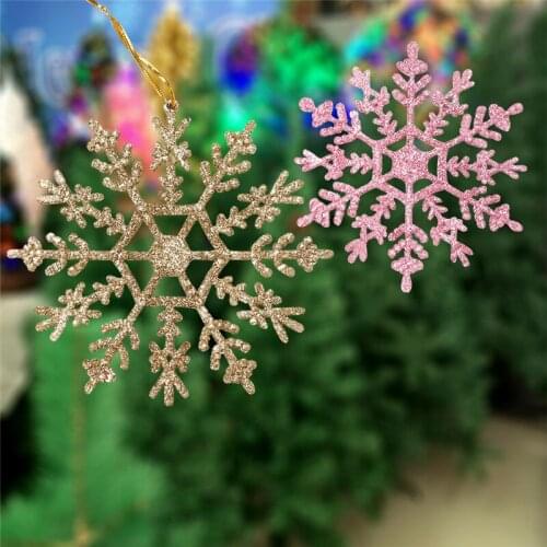 3pcs 12cm Christmas Glitter Snowflake Pendant Christmas Tree Decoration Supply Xmas New Year Gifts Navidad Natal Decor Ornaments
