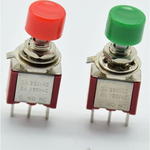 5pcs 3Pin C-NO-NC 6mm Mini Momentary Automatic return Push Button Switch ON-(ON) 2A 250VAC/5A 120VAC Toggle Switches