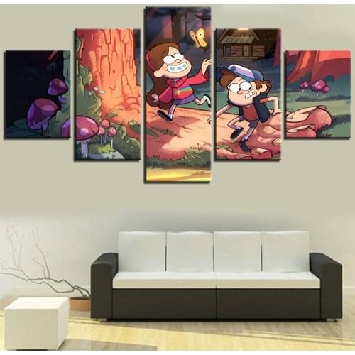 5 Pieces Gravity Fall Animation Canvas Posters Cartoon Pictures Cute Children Wallpapers Painting For Home Kids Decor Art