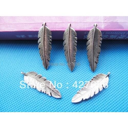 50pcs Good Polishing Bling Antique Silver tone/Antique Bronze Feather Pendant Charm/Finding,DIY Accessory Jewellry Making