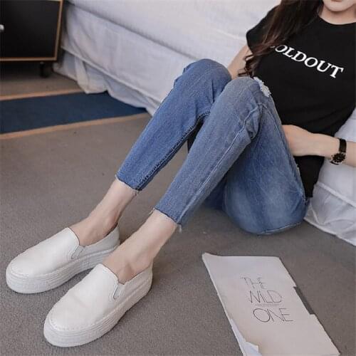 887# Maternity pants Spring Autumn Maternity Jeans Belly Support Pants Hole Decoration Stretch Maternity Trousers
