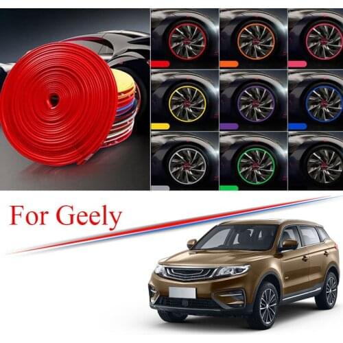 9 Colors Car Wheel Hub Rim for Geely Atlas Icon Emgrad GL GS S1 X1 X3 EX8 Edge Protector Ring Tire Strip Guard Rubber Decals 8M
