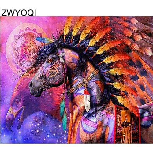 Full Round Diamond painting Horse feather DIY 3D Diamond mosaic Full Square Diamond embroidery Cross stitch Horse feather eagle