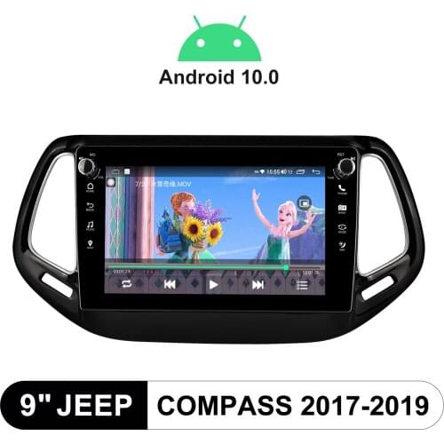 9 Inch Android 10.0 Stereo Bluetooth5.1 Car Multimedia Player 4GB RAM 64GB ROM 4G HD FM Audio Stereo For Jeep Compass 2017-2019