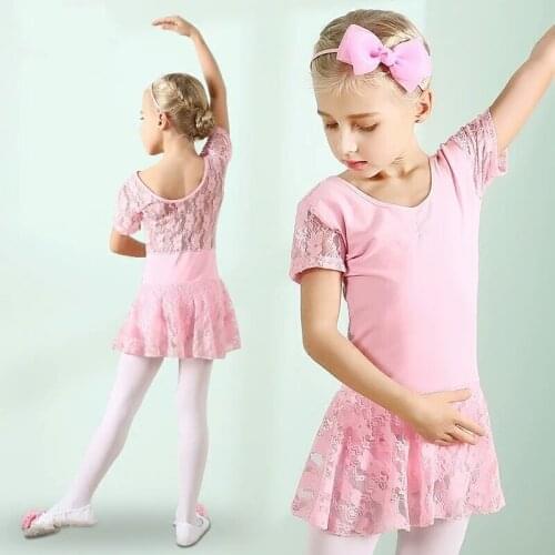 Ballet Leotard For Girls Pure Cotton Medium Sleeve Lace Dance Clothes Children Daily Leotards Ballet Dancing Wear