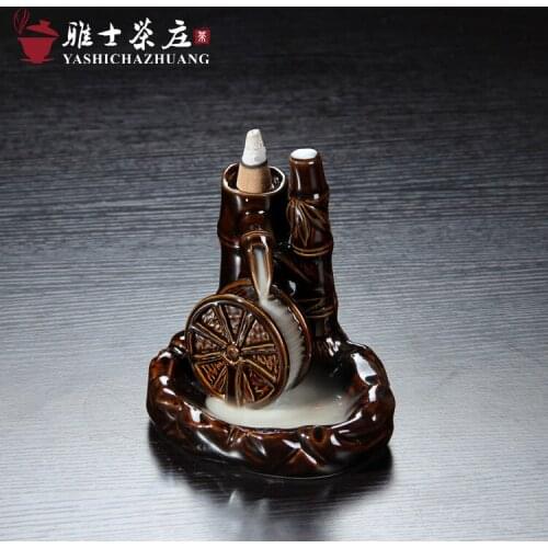Bamboo windmill Incense burner Backflow smoke incense burner Ceramic incense burner incense coil