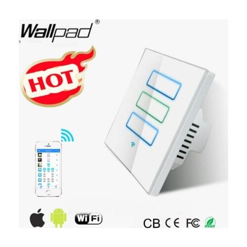 Wallpad White WIFI Dimmer Light Switch EU UK 110~220V 3 Gang 2.4 Ghz Wifi IOS Android Wireless Dimmer Led Wall Light Switch