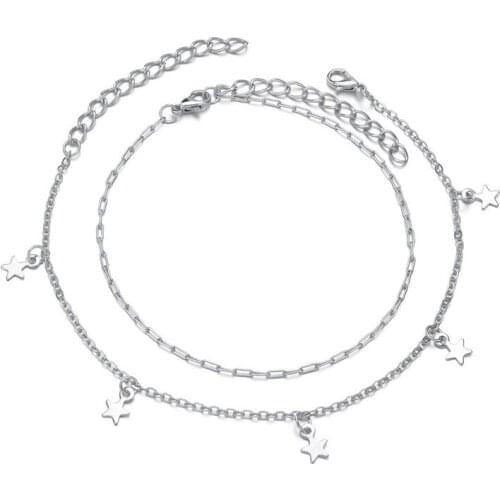 2020 Double Layer Fashion Summer Star Ankle Pendant Bracelet Anklet Sexy Beach Leg Chain Women Anklets Jewelry Gift