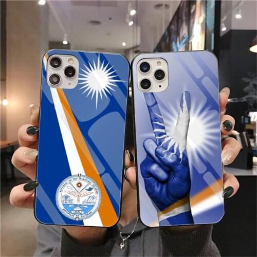 Marshall Island Flag Coat Of Arms Phone Case Tempered Glass For iPhone 12 Pro Max Mini 11 Pro XR XS MAX 8 X 7 6S 6 Plus SE 2020
