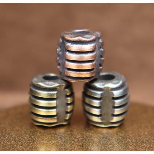 Cylinder Mechanical Gear Irregular Brass Knife Bead Umbrella Rope Woven Lanyard Pendant DIY Paracord Charm Accessories EDC Tool